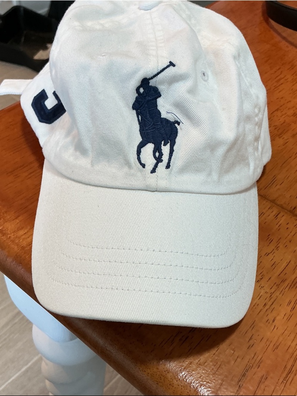 White Polo Player Embroidered Baseball Cap One Size